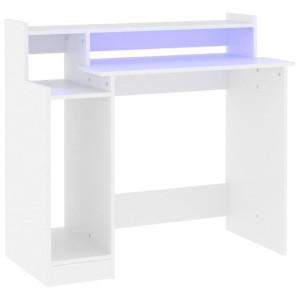 Biurko z podświetleniem LED, białe, 97x90x45 cm