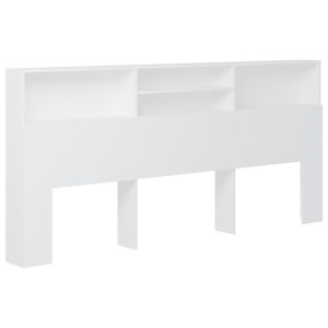 Wezgłowie łóżka z półkami, białe, 220x19x103,5 cm