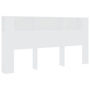 Wezgłowie łóżka z półkami, białe, 200x18,5x104,5 cm