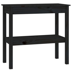 Stolik konsolowy, czarny, 80x40x75 cm, lite drewno sosnowe