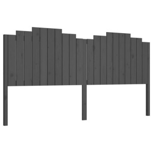 Wezgłowie łóżka, szare, 206x4x110 cm, lite drewno sosnowe