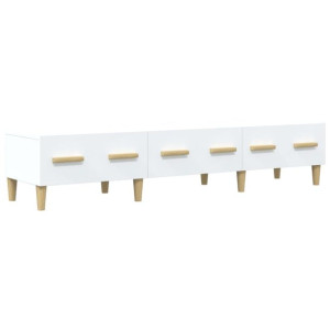 Szafka pod TV, biała, 150x34,5x30 cm, materiał drewnopochodny