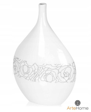 Wazon dekoracyjny biały płaski 44 cm