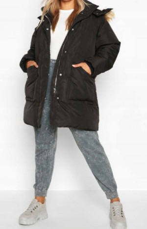 Czarna zimowa kurtka BOOHOO 48