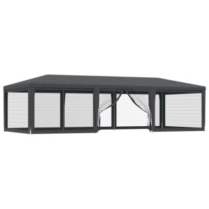 Namiot imprezowy z 8 ścianami z siatki, antracyt, 9x4 m, HDPE