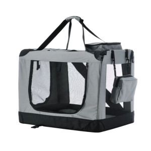 Transporter dla psa Juskys Lassie L (szara) składana - 50 x 70 x 52 cm