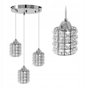Lampa Wisząca Metalowa Okrągła Kryształowa Glamour