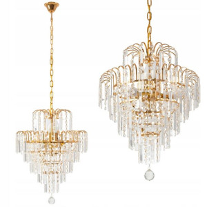 Lampa Wisząca Glamour Kryształowa Gold Złota E14