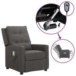 Elektryczny, rozkładany fotel masujący, ciemnoszary, tkanina
