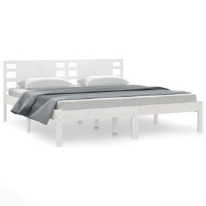 Rama łóżka, biała, lite drewno sosnowe, 200 x 200 cm