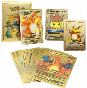 Kolekcjonerskie Karty Pokemon Złote Gold 55 Szt