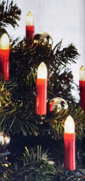 Lampki choinkowe LED świeczki czerwone 20 szt girlanda