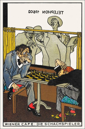 Viennese Café: The Chess Players, Moriz Jung - plakat 60x80 cm