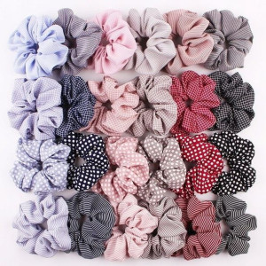 Gumki frotki do włosów scrunchie bawełniane vintage duży zestaw gumek 24 el