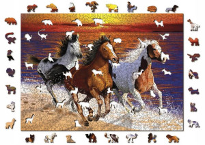 Drewniane Puzzle z figurkami - Dzikie konie