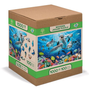 Drewniane Puzzle z figurkami - Szczęśliwe delfiny