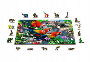 Drewniane Puzzle z figurkami – Wyspa papug rozm. M