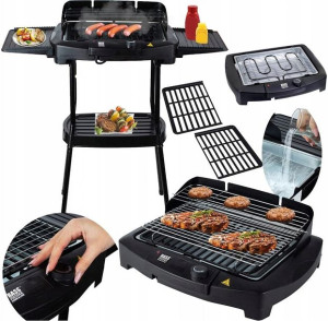 Duży Grill Elektryczny Ogrodowy Stojący 2000w 2w1