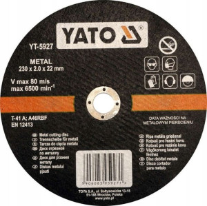 Yato Tarcza do cięcia metalu 230x2,0x22 mm.