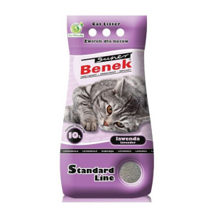 SUPER BENEK Żwirek bentonitowy zbrylający koi nerwy lawenda Standard 10l