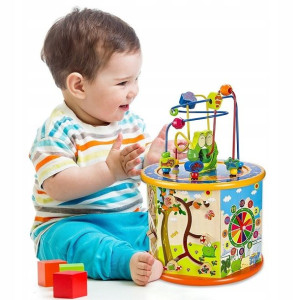 Sorter Drewniana Skrzynka Kostka Edukacyjna 8w1