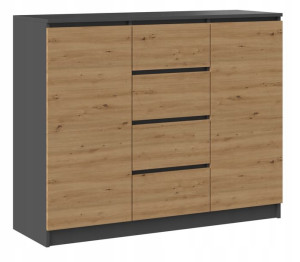 Komoda 2d4s - Antracyt / Dąb Artisan