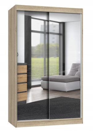 Szafa Przesuwna Iga 120 Cm Drzwi 2 Lustra Dąb Sonoma