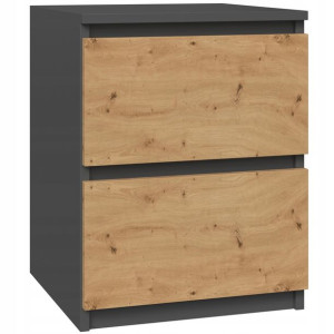 Szafka Stolik Nocny 2 Szuflady W2 Antracyt / Dąb Artisan
