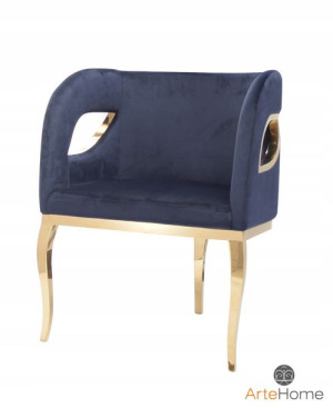 Fotel nowoczesny stal Glamour Morello gold/blue
