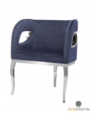 Fotel nowoczesny stal Glamour Morello silver/blu