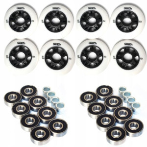 8x kółka do rolek 80mm + 16x łożyska ABEC9 tulejki
