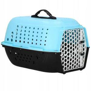 Transporter dla kota psa gryzoni do 7 kg 48x33x28 cm niebiesko-czarny