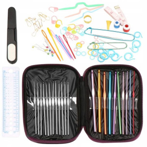 Zestaw do szydełkowania z etui 100 elementów szydełka 0.6-6.5 mm z akcesori
