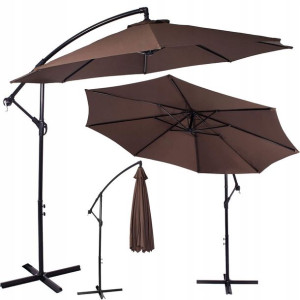 Parasol ogrodowy składany 300 cm duży na balkon brązowy
