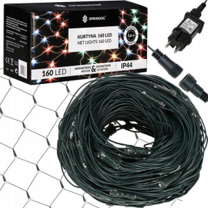 Kurtyna świetlna biały zimny 160 Led lampki wewnętrzno-zewnętrzne siatka z