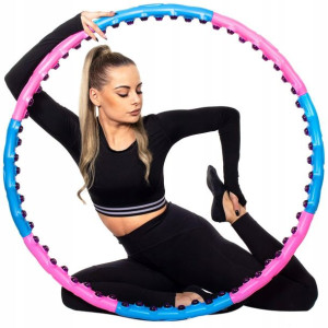 Hula hop z masażerem 100 cm różowo niebieskie