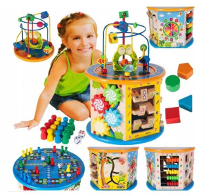 Kinder_Play Drewniana Kostka Edukacyjna 8W1Sorter