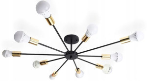 Lampa Sufitowa Żyrandol Plafon Pająk 10 Złota E27