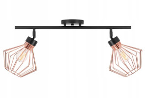 Lampa Podwójna Metalowa Loft Plafon Rose Czarna