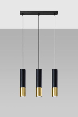 Loopez lampa wisząca 3-punktowa czarna/złota Sollux