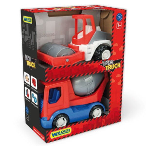 Tech Truck auta budowlane betoniarka i walec w kartonie