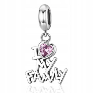 Charms Zawieszka Love Family srebro S925 cyrkonie