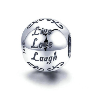 Charms Zawieszka Kulka LIVE LOVE LAUGH srebro S925
