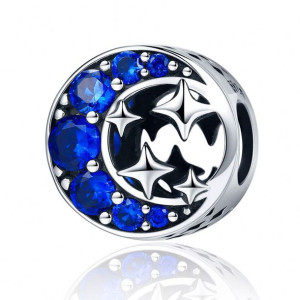 Srebrna Zawieszka Niebo Księżyc S925 do Bazy BEADS