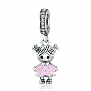 Srebrna Zawieszka charms Dziecko Dziewczynka S925
