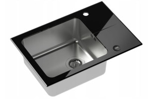 Quadron Zlewozmywak Hugh 116 Czarne Szkło + Stal