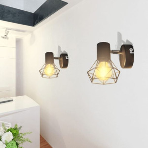 Kinkiety industrialne 2 szt. czarne żarówki LED