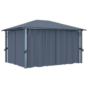 Altana ogrodowa z zasłonami 400x300cm antracytowa aluminium