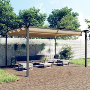 Altana ogrodowa ze zwijanym dachem 4x3m kolor taupe