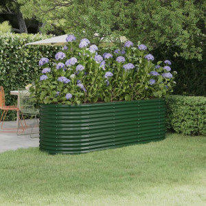 Donica malowana proszkowo stal 224x80x68cm zielona